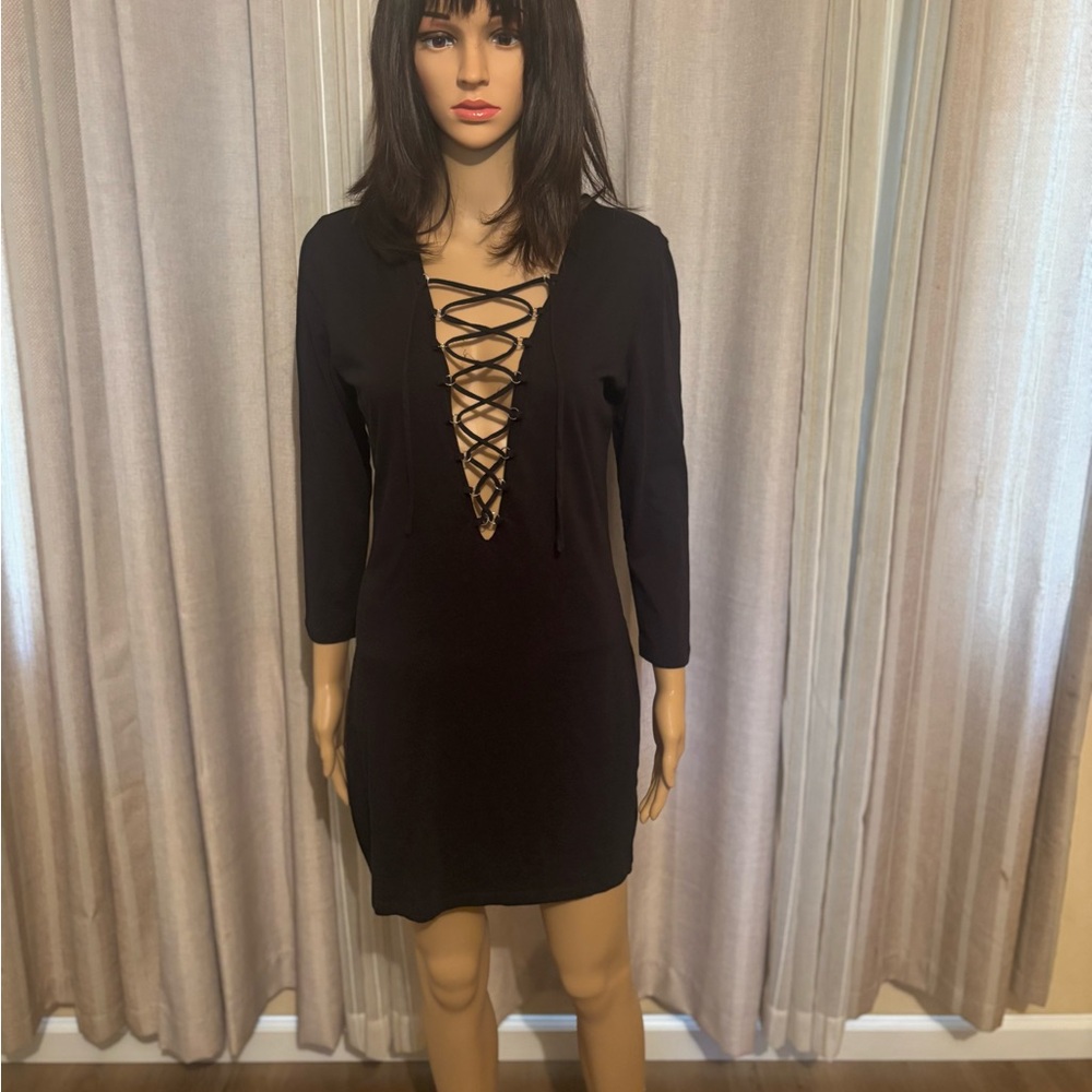 Sexy Black Lace-Up Dress